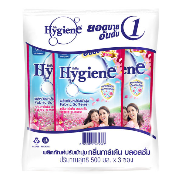 006 ไฮยีน น้ํายาปรับผ้านุ่ม บานเย็น 500 มล. x 3