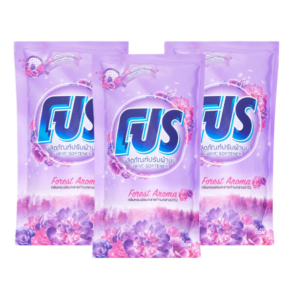 โปร น้ํายาปรับผ้านุ่มสูตรมาตรฐาน ฟลอเรสต์ อโรม่า สีม่วง 500 มล. x 3