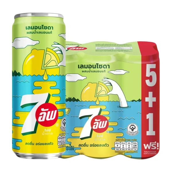 เซเว่นอัพ เลมอนโซดา ไม่มีน้ำตาล 325 มล. x 6ชิ้น