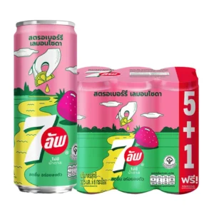 เซเว่นอัพ สตรอเบอรี่เลมอน โซดา ไม่มีน้ำตาล 325 มล. x 6ชิ้น