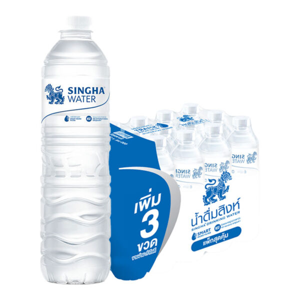สิงห์ น้ำดื่ม 600 มล. x 12+3ชิ้น