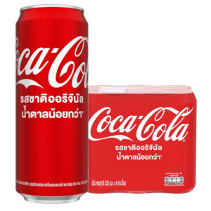 1000009687 โค้ก เครื่องดื่มน้ำอัดลม แบบกระป่อง รสออริจินัล น้ำตาลน้อยกว่า 325 มล. x 6ชิ้น
