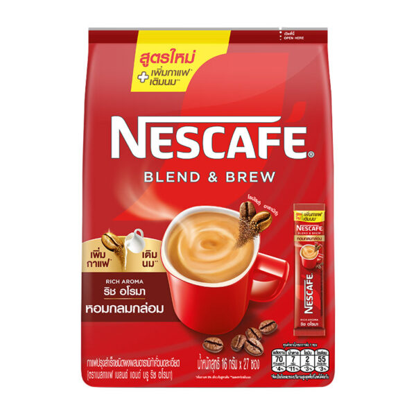 เนสกาแฟ เบลนด์ แอนด์ บรู กาแฟปรุงสำเร็จ ริช อโรมา 17 ก. 27 ซอง
