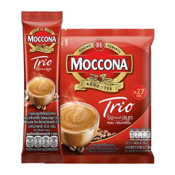 1000009727 มอคโคน่า กาแฟปรุงสำเร็จ ชนิดผง 3อิน1 สูตรริช แอนด์ สมูท 15.8 ก. 27 ซอง