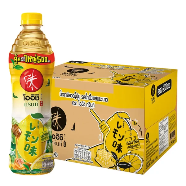1000009911 โออิชิ ชาเขียวพร้อมดื่ม รสน้ำผึ้งผสมมะนาว 500 มล. x 24ชิ้น