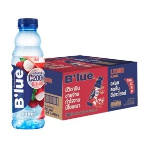[ยกลัง] B'lue บลู น้ำผสมวิตามินซี 200% บี3 บี6 บี12 กลิ่นลิ้นจี่ (Vitamin Water - Lychee) 500ml. จำนวน 24 ขวด