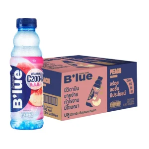 [ยกลัง] B'lue บลู น้ำผสมวิตามินซี 200% บี3 บี6 บี12 กลิ่นพีช (Vitamin Water - Peach) 500ml. จำนวน 24 ขวด