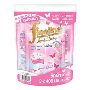 116 ไฟน์ไลน์ น้ํายาซักผ้าสูตรอ่อนโยน พลัส สีชมพู 400 มล. x 3