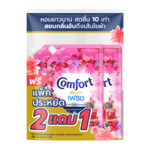 124 คอมฟอร์ท อัลตร้า น้ํายาปรับผ้านุ่ม สูตรเข้มข้น สีชมพู 450 มล. x 2+1
