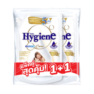 ไฮยีน เอ็กซ์เพิร์ท แคร์ น้ํายาปรับผ้านุ่ม สูตรเข้มข้น กลิ่นมิลค์กี้ทัช สีขาว 1 ล. x 1+1