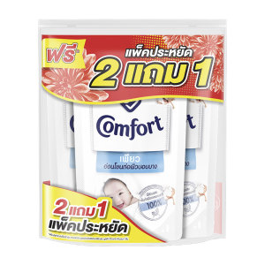 147 คอมฟอร์ท น้ํายาปรับผ้านุ่ม เพียว สีขาว 450 มล. x 2+1