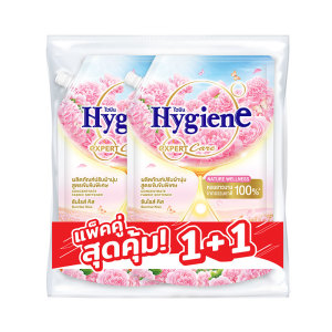 154 ไฮยีน เอ็กซ์เพิร์ท แคร์ เนเจอร์ น้ํายาปรับผ้านุ่ม กลิ่นซันไรส์คิส สีชมพู 1 ล. x 1+1