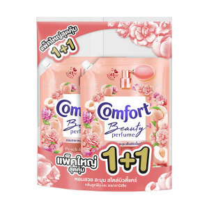 คอมฟอร์ท บิ้วตี้ เพอร์ฟูม น้ํายาปรับผ้านุ่มสูตรเข้มข้น กลิ่นลูกพีช และ ดอกคามิเลีย 1 ล. x 1+1