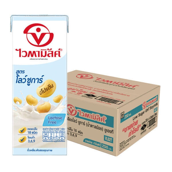 ไวตามิ้ลค์ นมถั่วเหลือง น้ำตาลต่ำ 250 มล. x 36