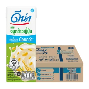 7167156224195-4938ede0-912b-4e32-84a1-2ab70b1ee33f ดีน่า นมถั่วเหลือง สูตรจมูกข้าวญี่ปุ่น น้ำตาลน้อย 180 มล. 48 กล่อง