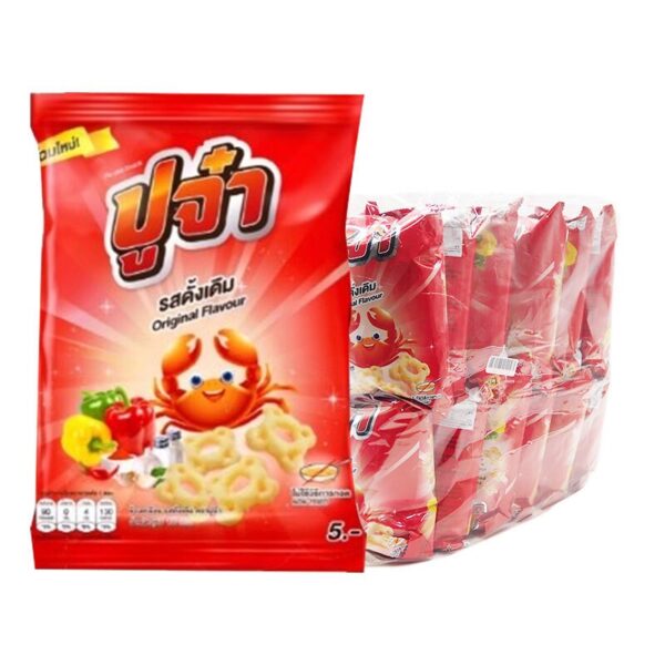makro-snack-0102 ปูจ๋า ข้าวเกรียบ รสดั้งเดิม 14 ก. x 12