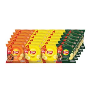 makro-snack-0113 เลย์ มันฝรั่งทอดกรอบ เซ็ตรสเกลือ+บาร์บีคิว+เมี่ยงคํา 13 ก. 24 ถุง