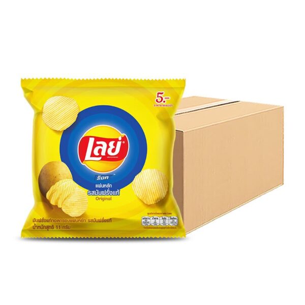 makro-snack-0131 เลย์ ร็อค มันฝรั่งแท้ทอดกรอบแผ่นหยัก รสมันฝรั่งแท้ 13 ก. x 144