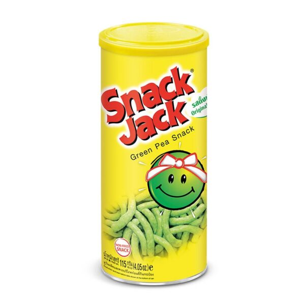 makro-snack-0147 สแน็คแจ๊ค ขนบถั่วลันเตาอบกรอบกระป๋อง รสดั้งเดิม115 ก.