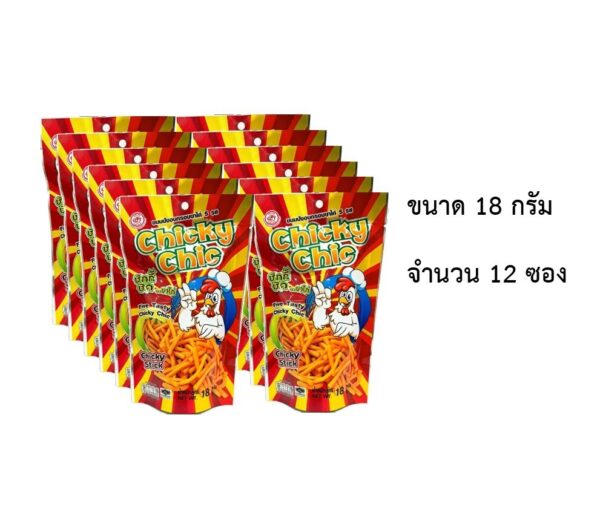 makro-snack-0160 ชิกกี้ ชิก Chicky Chick ขนมขาไก่ กรอบ อร่อย 5 รส (12ซอง x 18g)