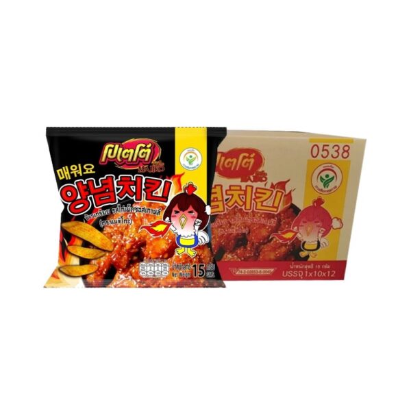 makro-snack-0172 โปเตโต้ เมจิโกะ POTATO MAJIKO ข้าวเกรียบ ไก่เผ็ดซอสเกาหลี(ยกลัง144ซองx15g)
