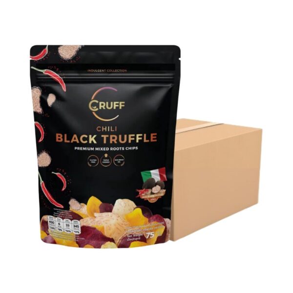 CRUFF ครัฟ มันหลากสีทอดอบกรอบ รสชิลีแบล็คทรัฟเฟิล 75ก. x24