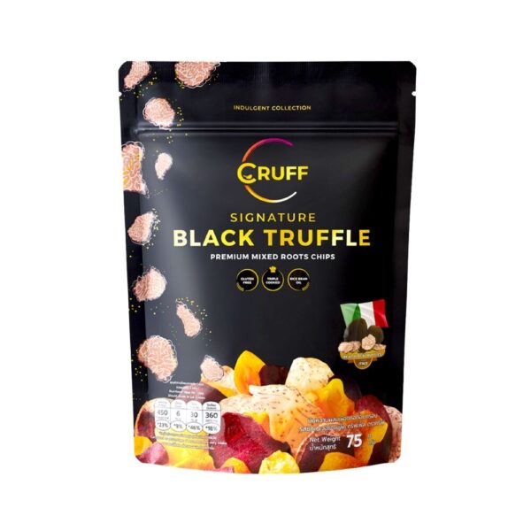 CRUFF ครัฟ มันหลากกสีทอดอบกรอบ รสซิกเนเจอร์แบล็คทรัฟเฟิล 75ก.