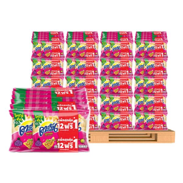 makro-snack-0181 ตะวัน ข้าวเกรียบ รสลาบ 14 ก. 12 ซอง x 20 แพ็ค (1 พาเลท)
