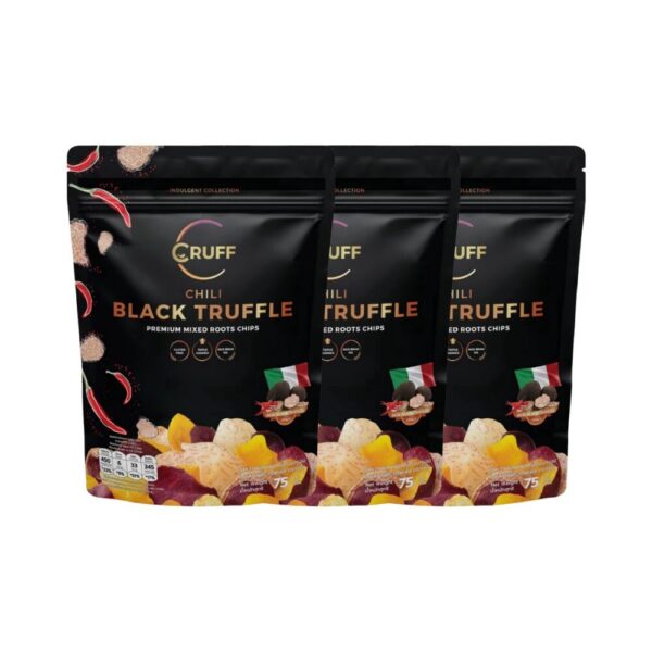 CRUFF ครัฟ มันหลากสีทอดอบกรอบ รสชิลีแบล็คทรัฟเฟิล 75ก. x3