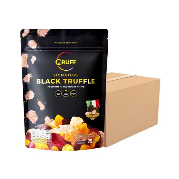 CRUFF ครัฟ มันหลากสีทอดอบกรอบ รสซิกเนเจอร์แบล็คทรัฟเฟิล 75ก. x24