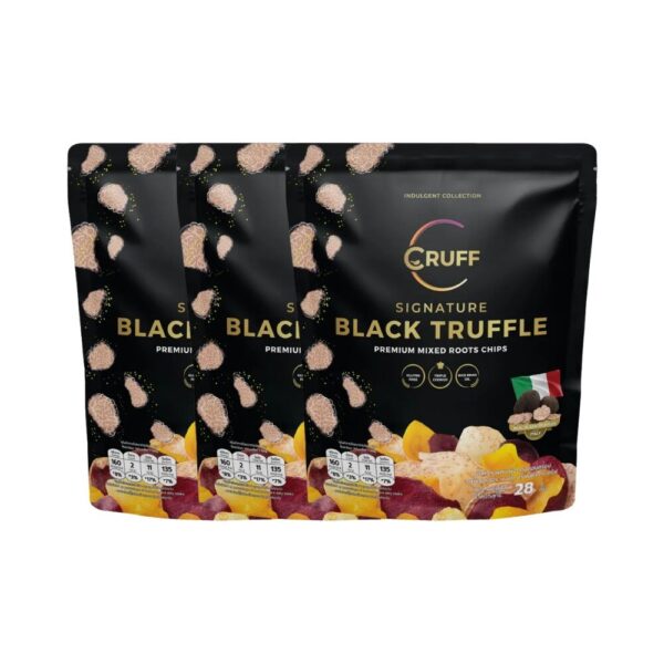 CRUFF ครัฟ มันหลากสีทอดอบกรอบ รสซิกเนเจอร์แบล็คทรัฟเฟิล 28ก. x3