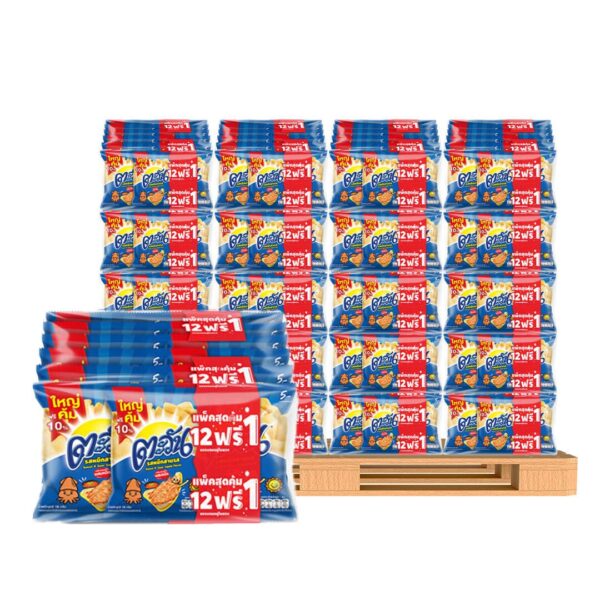 ตะวัน ข้าวเกรียบ รสหมึกสามรส 14 ก. 12 ซอง x 20 แพ็ค (1 พาเลท)
