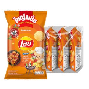 makro-snack-0215 เลย์ ร็อค มันฝรั่งแท้ทอดกรอบ รสบาร์บีคิว 75 ก. x 4