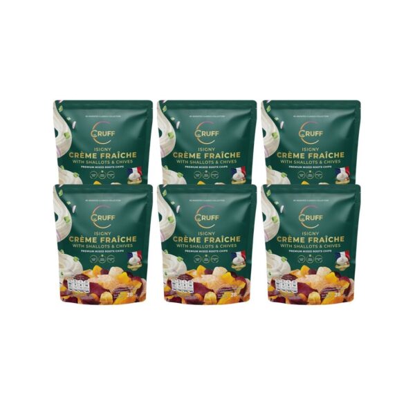 makro-snack-0225 CRUFF Mixed Roots Chips Isigny Crème ครัฟ มันหลากสี ผสมเผือกทอดอบกรอบ รสอีซีนี่เครมเฟรช 28 กรัม x6