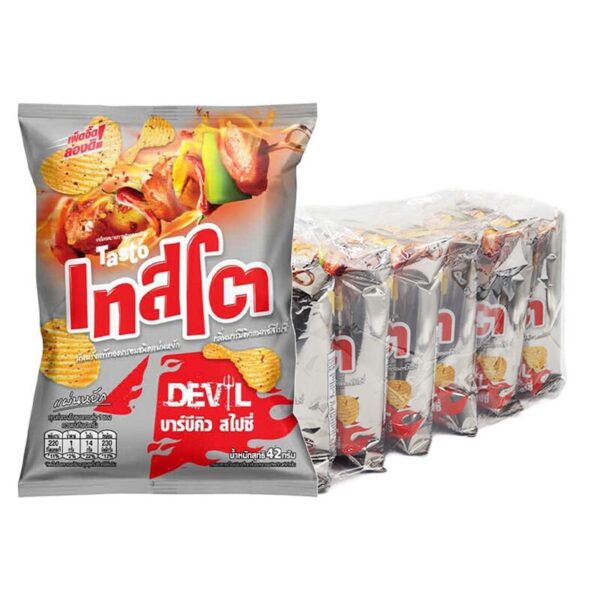 makro-snack-0240 เทสโต เดวิล มันฝรั่งแผ่นหยัก รสบาร์บีคิวแมกซ์สไปซี 42 ก. x 6
