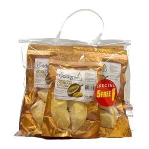 makro-snack-0251 เดอะโกลด์กรีน ทุเรียนอบกรอบ (แบบพู) 15 ก. (5+1 แพ็ค)