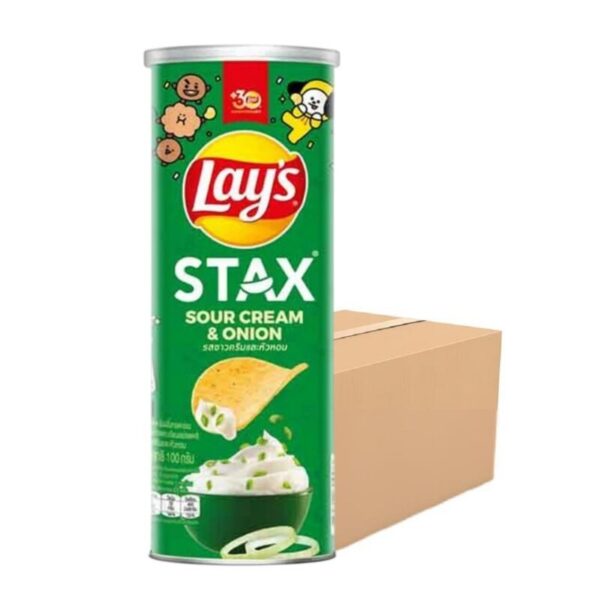 makro-snack-0268 เลย์สแตคส์ รสซาวครีมและหัวหอม 100 ก. X 16