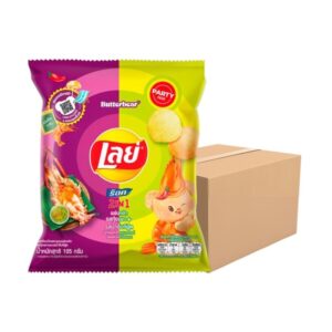 makro-snack-0269 เลย์ ร็อค รสกุ้งเผาและน้ําจิ้มซีฟู้ด 105ก. X 14