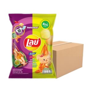 makro-snack-0298 เลย์ ร็อค รสกุ้งเผาและน้ําจิ้มซีฟู้ด 69 ก. X 24
