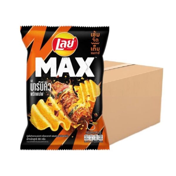 makro-snack-0302 เลย์แมกซ์ รสบาร์บีคิวพริกพ่นไฟ 69 ก. X 24