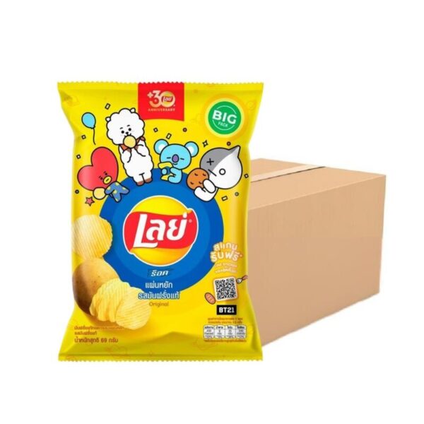makro-snack-0308 เลย์ ร็อค รสมันฝรั่งแท้ 69 ก. X 12
