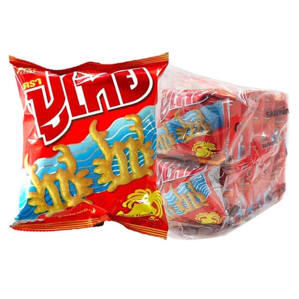 makro-snack-0326 ปูไทย ขนมทอดกรอบ รสปลาหมึก 12 ก. x 12
