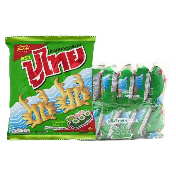 makro-snack-0348 ปูไทย ขนมทอดกรอบ รสโนริสาหร่าย 12 ก. x 12