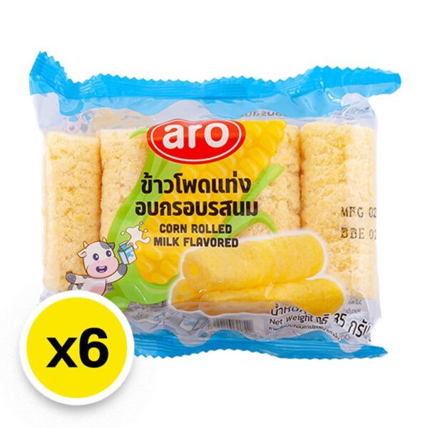 makro-snack-0352 ARO ข้าวโพดแท่งรสนม 35กX6