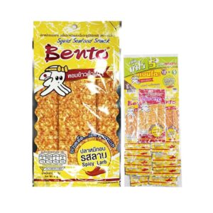 makro-snack-0369 เบนโตะ ปลาหมึกอบ รสลาบ 4 ก. 12 ชิ้น
