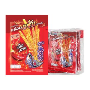 makro-snack-0370 ทาโร ปลาสวรรค์ เส้นชุบน้ําจิ้ม รสปลาหมึก เผ็ดมาก 18 ก. x 6