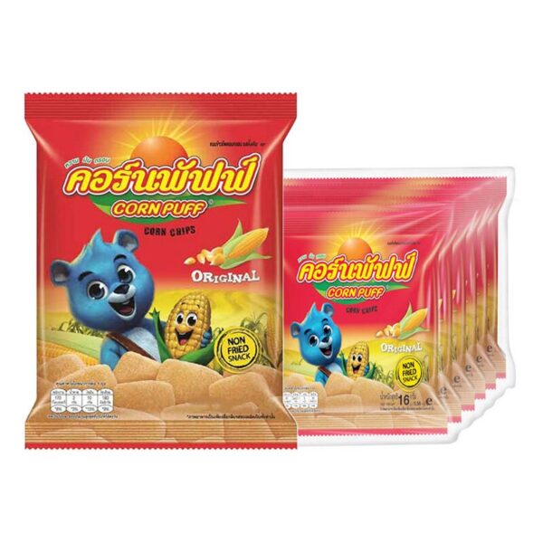makro-snack-0372 คอร์นพัฟฟ์ ข้าวโพดอบกรอบ รสดั้งเดิม 16 ก. x 12