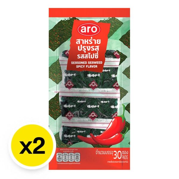 makro-snack-0403 เอโร่ สาหร่ายปรุงรส รสสไปซี่ 30 ซอง x 2