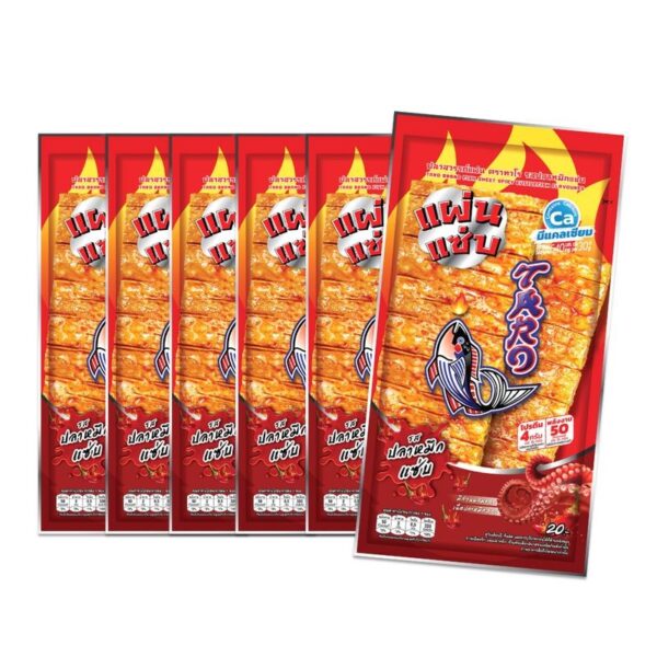 makro-snack-0415 ทาโร ปลาสวรรค์แผ่น รสปลาหมีกแซ่บ 15 กรัม x6