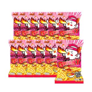 makro-snack-0416 กรินนี่ ขนมขาไก่ รสไก่เผ็ดเกาหลี 18g (แพ็ค 12 ซอง)